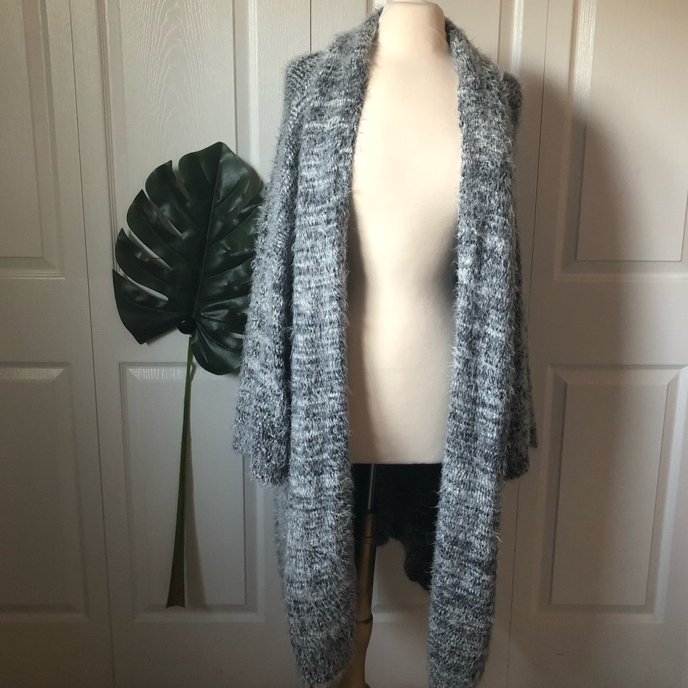 Fluffy Oversized Marled Longline Cardigan